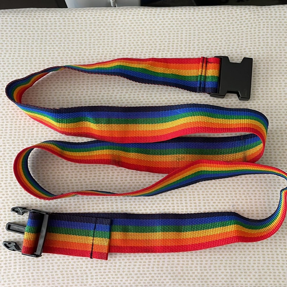 American Tourister vintage rainbow luggage strap